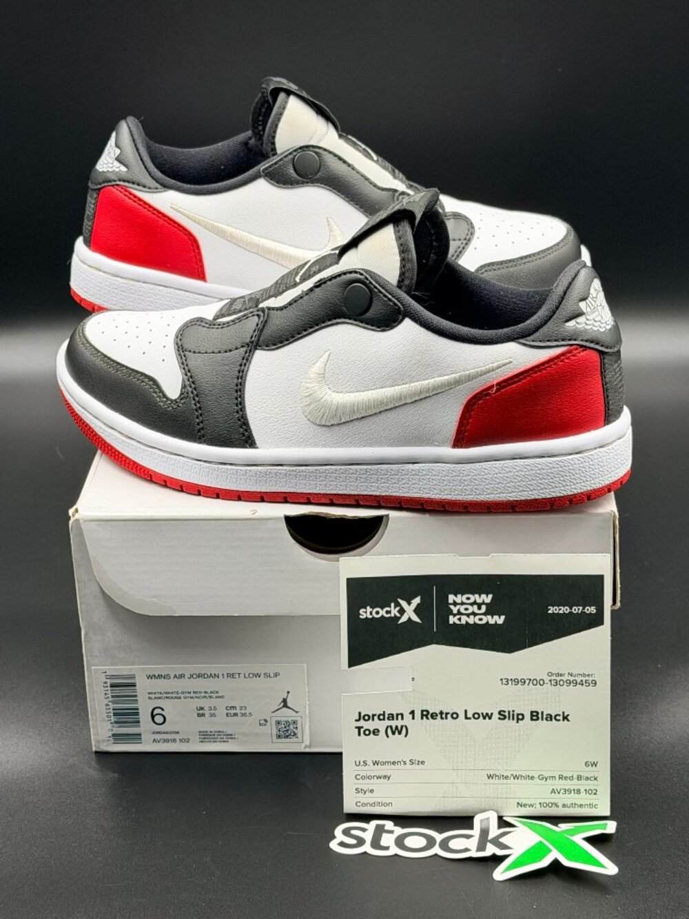 Wmns Air Jordan 1 Low Slip 'Black Toe'